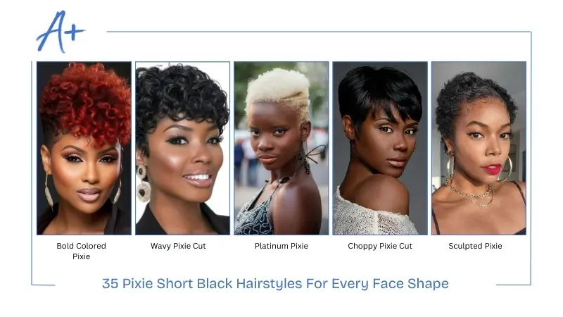 Bold Colored Pixie Short Black Hairstyles For Every Face Shape