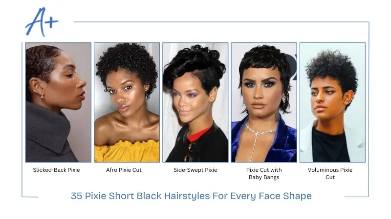 Slacked and afro Pixie Short Black Hairstyles For Every Face Shape